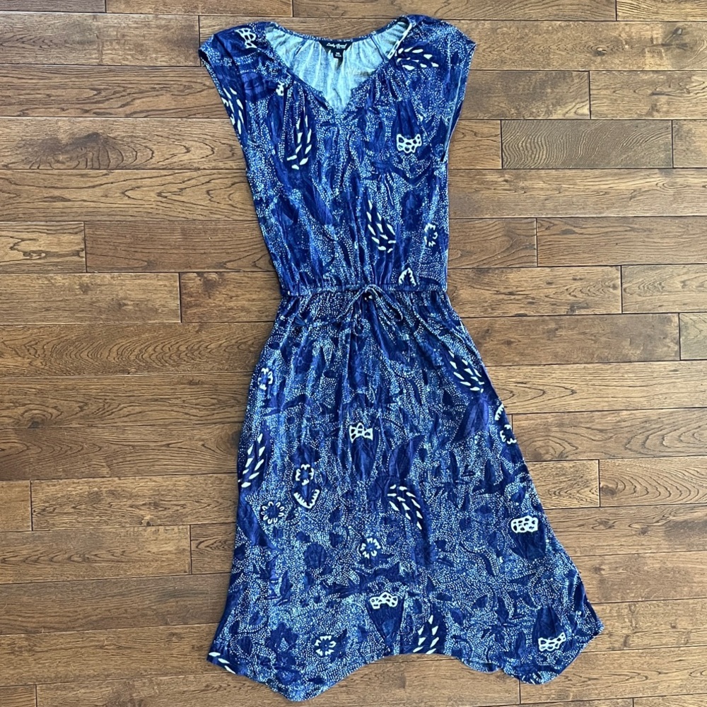 Lucky Brand Blue Patterned Midi Dress